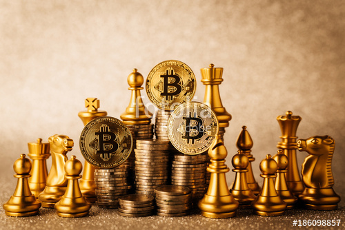 chess pieces and bitcoin